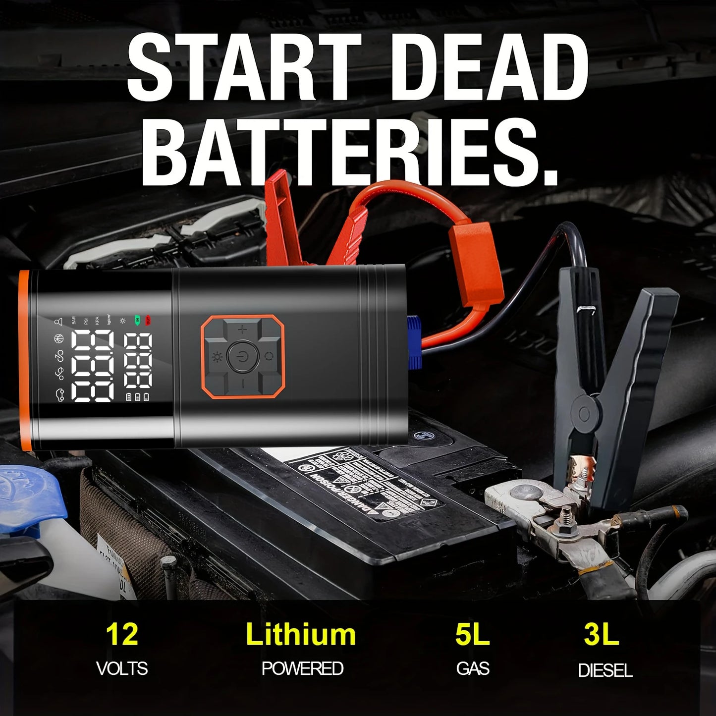 Digital Display Portable Tire Inzzator, USB Rechargeable Air Compressor for Car Bike Motorcycle Tires, Balls, Inflatable Toys