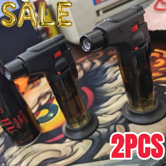 Outdoor Portable High Temperature Butane Gas Torch Lighter Transparent Gas BBQ Kitchen Turbo Lighters