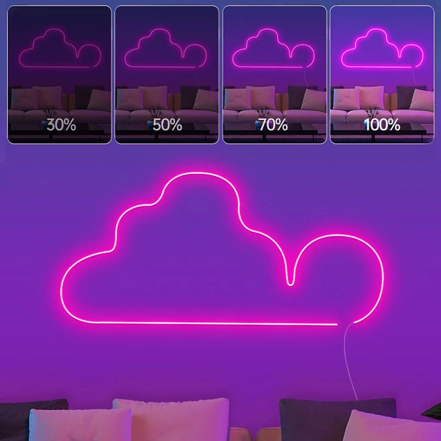 10M/5M/3M Neon WIFI RGB Led Strip Lights Outdoor Waterproof with Music Sync, 108leds/m DIY Tape with Remote and App
