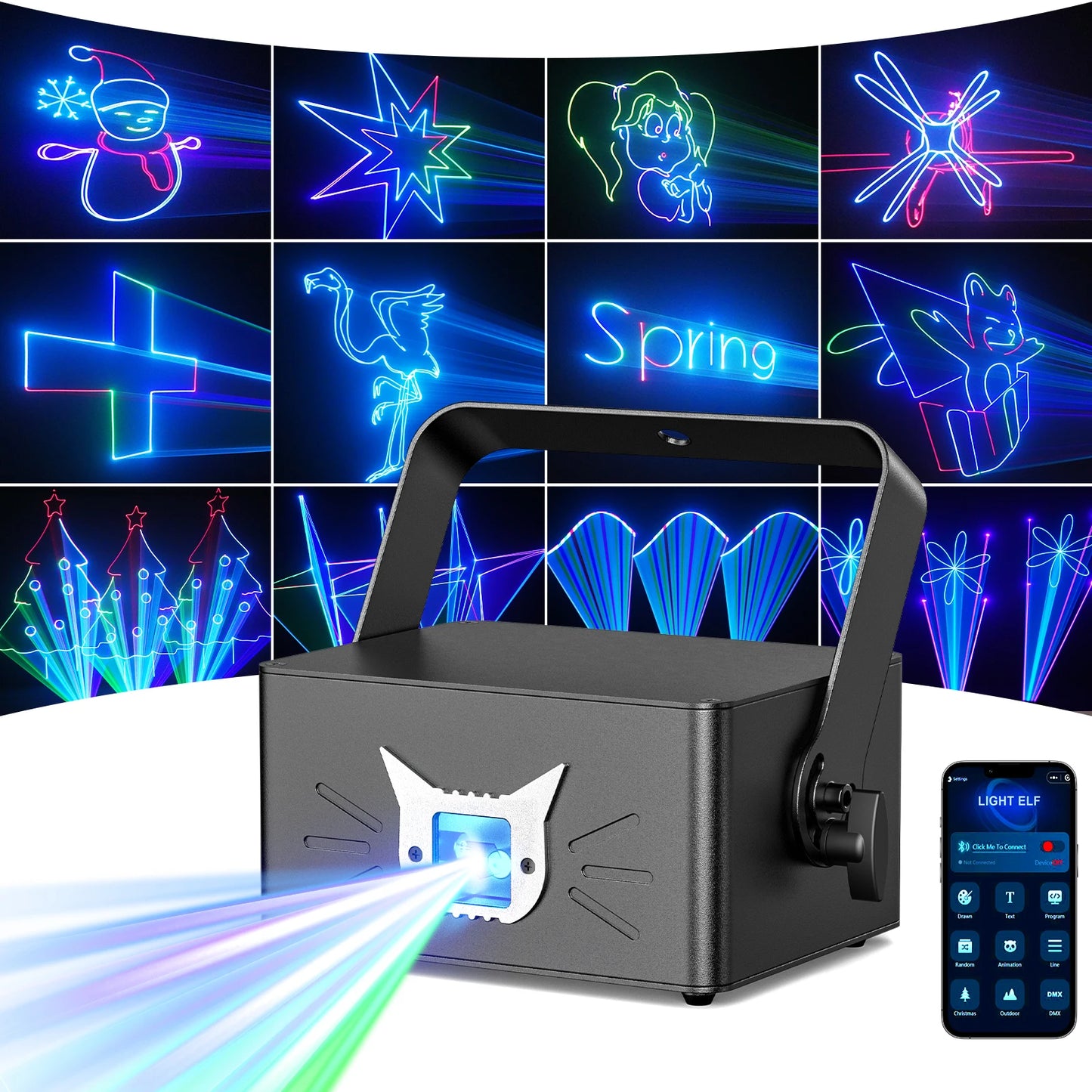 Datewink 25W 3D Animation Party Lights Bluetooth APP Battery RGB Stage Lighting Projector DMX For Disco Wedding Bar Club Show