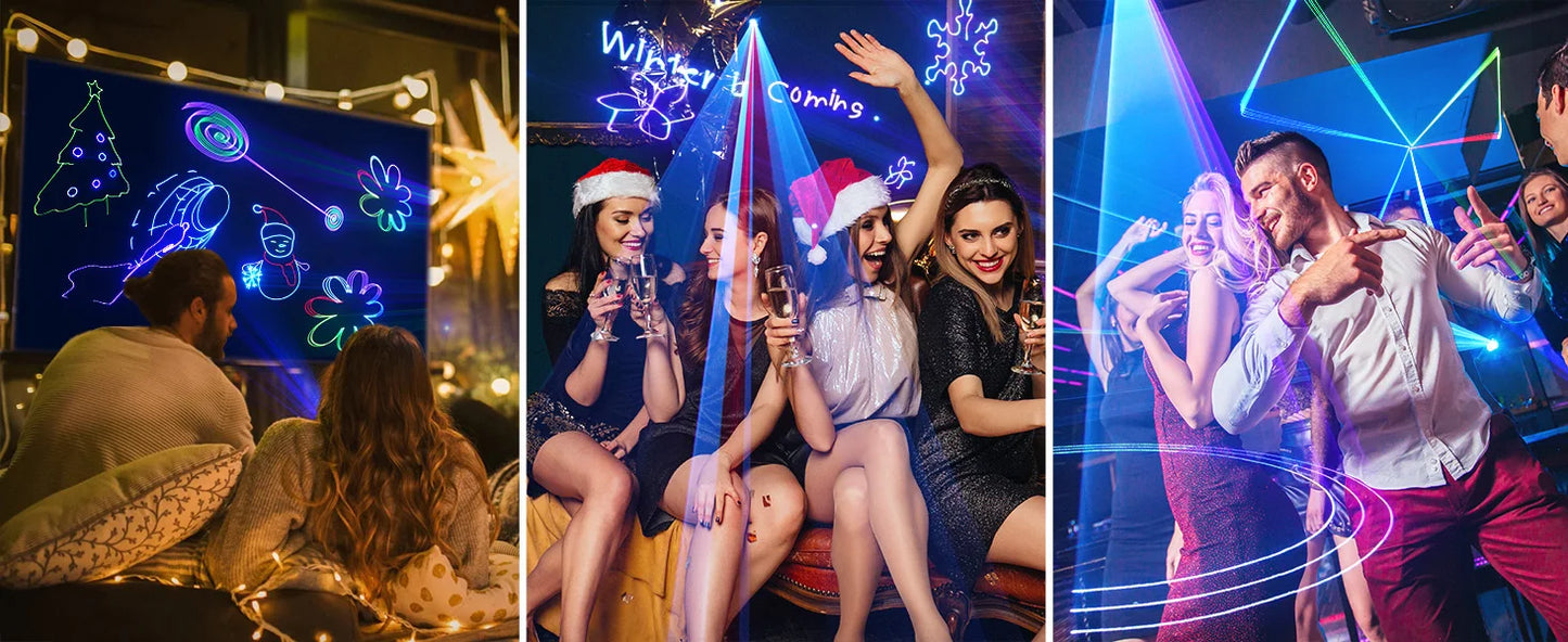 Datewink 25W 3D Animation Party Lights Bluetooth APP Battery RGB Stage Lighting Projector DMX For Disco Wedding Bar Club Show