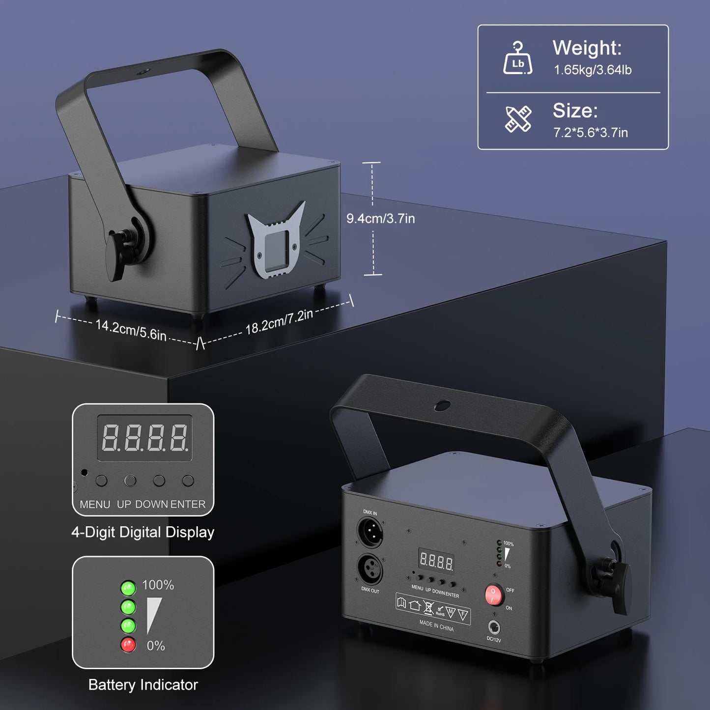 Datewink 25W 3D Animation Party Lights Bluetooth APP Battery RGB Stage Lighting Projector DMX For Disco Wedding Bar Club Show