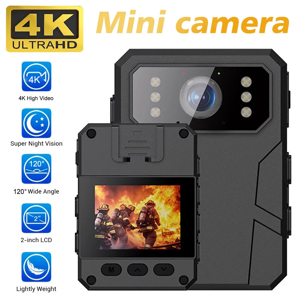 Full 4K HD Body Worn Camera Portable Law Enforcement Recorder Camera Mini Digital Night Vision Bodycam