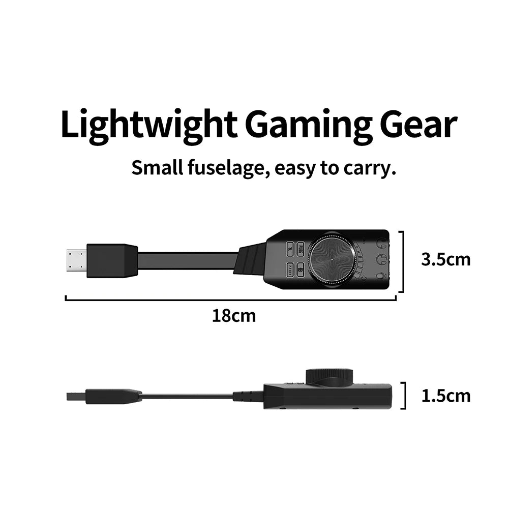 GS3 7.1 Channel Sound Card Converter Adapter External USB Audio Headset Audio Jack Cable Adapter Switch Volume for PC