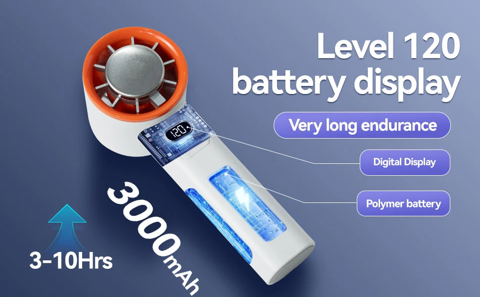 Portable Fan 120-Speed Digital Display Ice Cooling Tech Stylish Semiconductor Condensation for Home, Office