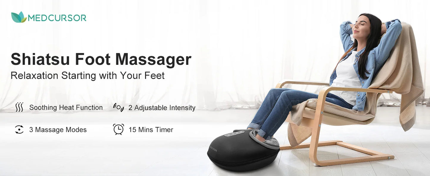 Medcursor Shiatsu Foot Massager Machine with Heat Roller Muscle Relaxation Pain Relief Electric