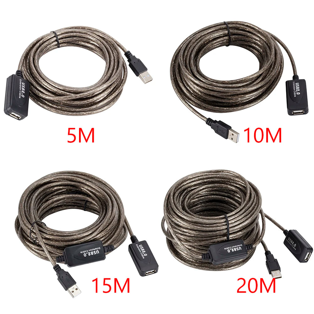 5/10/15/20m USB 2.0 Extension Cable High Speed Male To Female Active Repeater