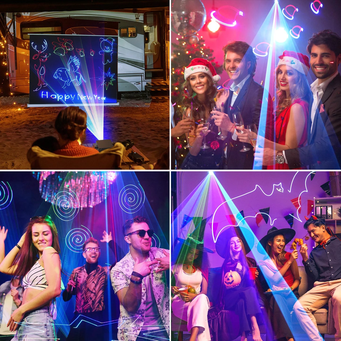 Datewink 25W 3D Animation Party Lights Bluetooth APP Battery RGB Stage Lighting Projector DMX For Disco Wedding Bar Club Show