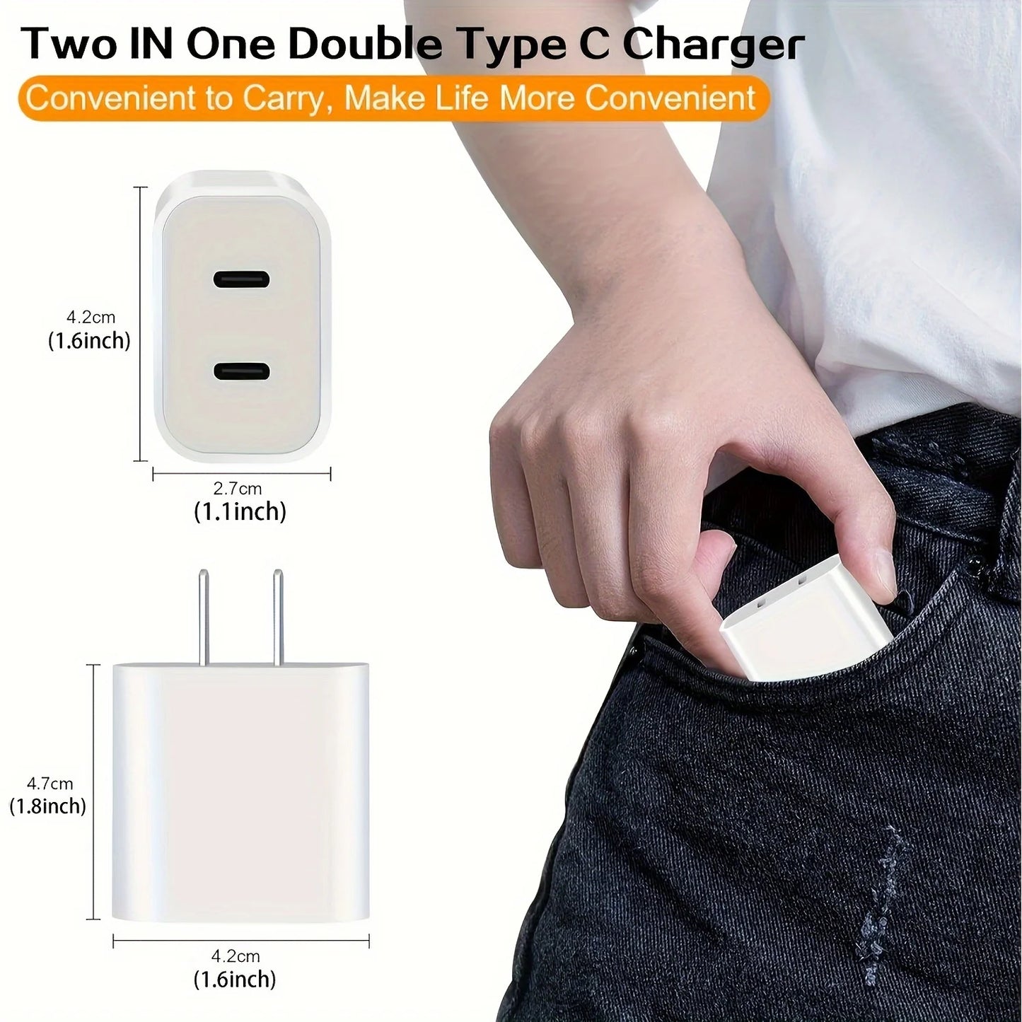 For IPhone16 Fast Charging, 20W Dual Port USB C Charger With 10FT USB C Fast Charging Cable For IPhone 15 Pro Max/15 Pro/15 Plus