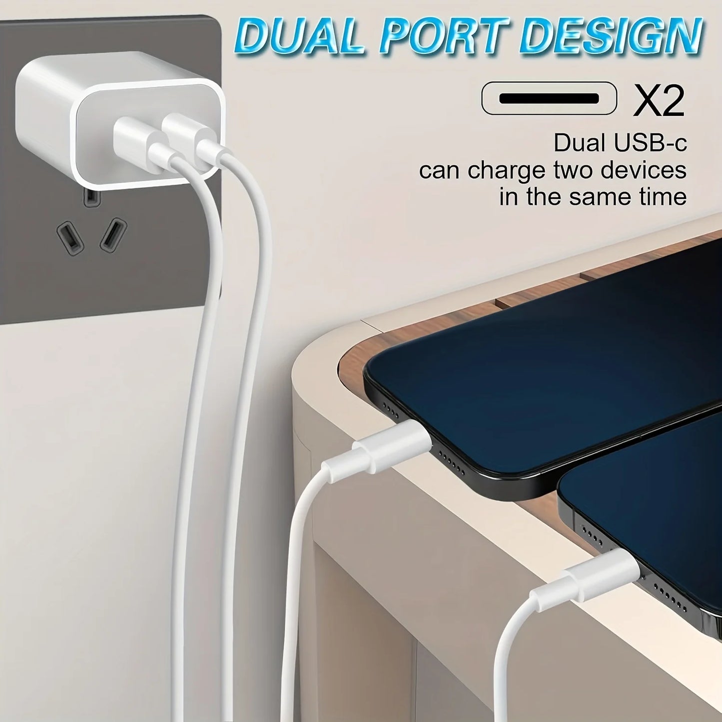 For IPhone16 Fast Charging, 20W Dual Port USB C Charger With 10FT USB C Fast Charging Cable For IPhone 15 Pro Max/15 Pro/15 Plus