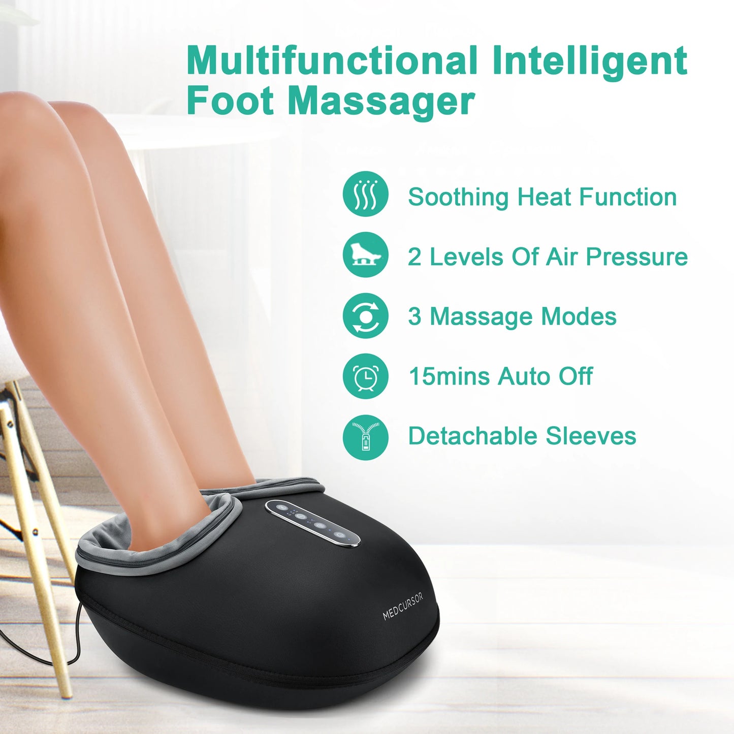 Medcursor Shiatsu Foot Massager Machine with Heat Roller Muscle Relaxation Pain Relief Electric