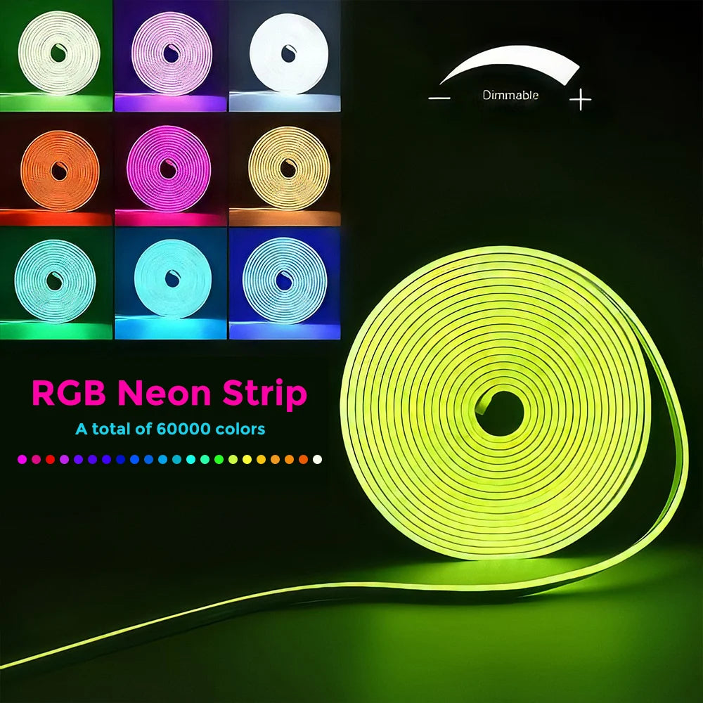 10M/5M/3M Neon WIFI RGB Led Strip Lights Outdoor Waterproof with Music Sync, 108leds/m DIY Tape with Remote and App