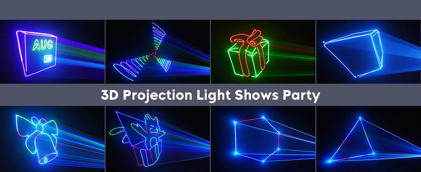 Datewink 25W 3D Animation Party Lights Bluetooth APP Battery RGB Stage Lighting Projector DMX For Disco Wedding Bar Club Show