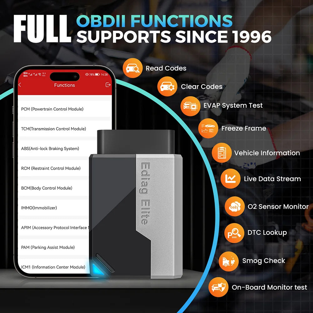 KINGBOLEN EDIAG ELITE OBD2 Scanner All System Car Diagnostic Tool 15 Service Bidirectional Conrol