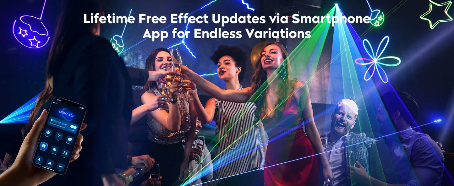 Datewink 25W 3D Animation Party Lights Bluetooth APP Battery RGB Stage Lighting Projector DMX For Disco Wedding Bar Club Show