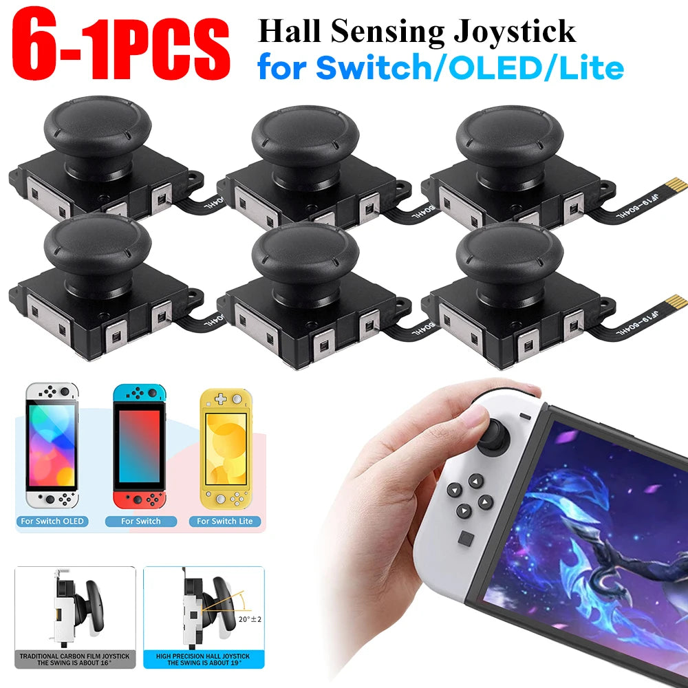 1-6PCS Hall Sensing Joystick for JoyCon Replacement No Drifting Electromagnetic Stick for Swicth / For Switch OLED/Lite