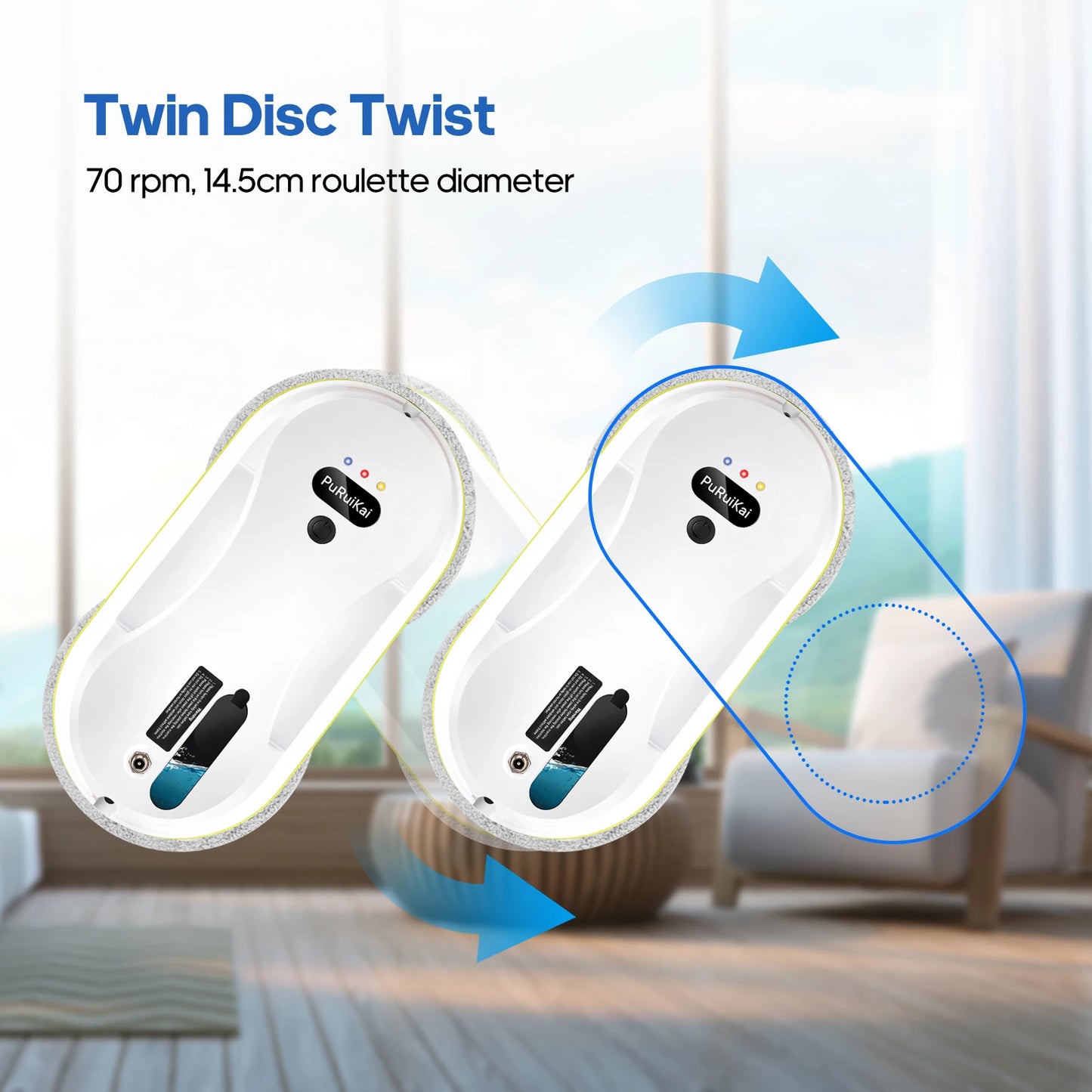 PuRuiKai Household Window Automatic Water Spray Cleaning Robot,With Intelligent Edge Detection System,Robot Glass Cleaner