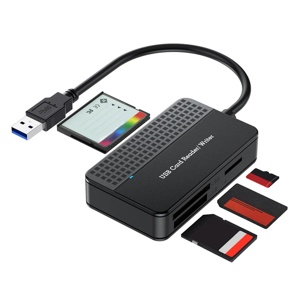 USB 3.0 Type C 4 in 1 Card Reader 5Gbps Memory Smart Card Reader SD TF CF MS Compact Flash Card Adapter 20cm Cable for Laptop PC