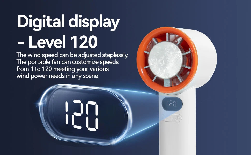 Portable Fan 120-Speed Digital Display Ice Cooling Tech Stylish Semiconductor Condensation for Home, Office