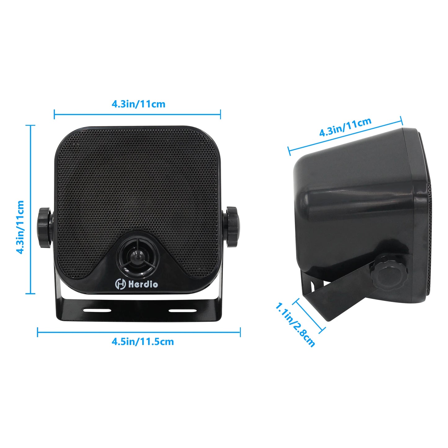 Herdio 4'' 100W Heavy Duty Waterproof Boat Marine Bluetooth Speakers Surface Mounted