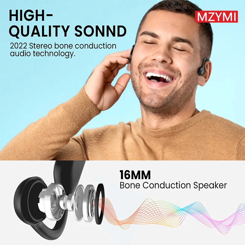 MZYMI A18 TWS Earphone Bone Conduction Neckband Headphone Sport IP56 Waterproof Headset Built-in Mic For Android iOS