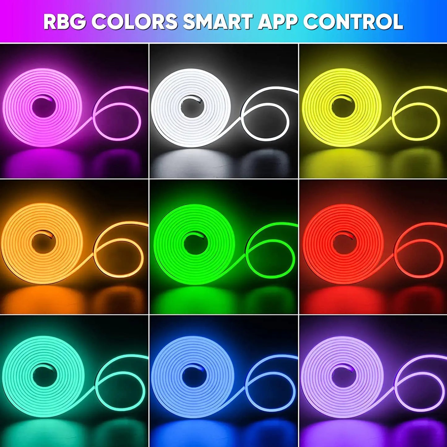 10M/5M/3M Neon WIFI RGB Led Strip Lights Outdoor Waterproof with Music Sync, 108leds/m DIY Tape with Remote and App