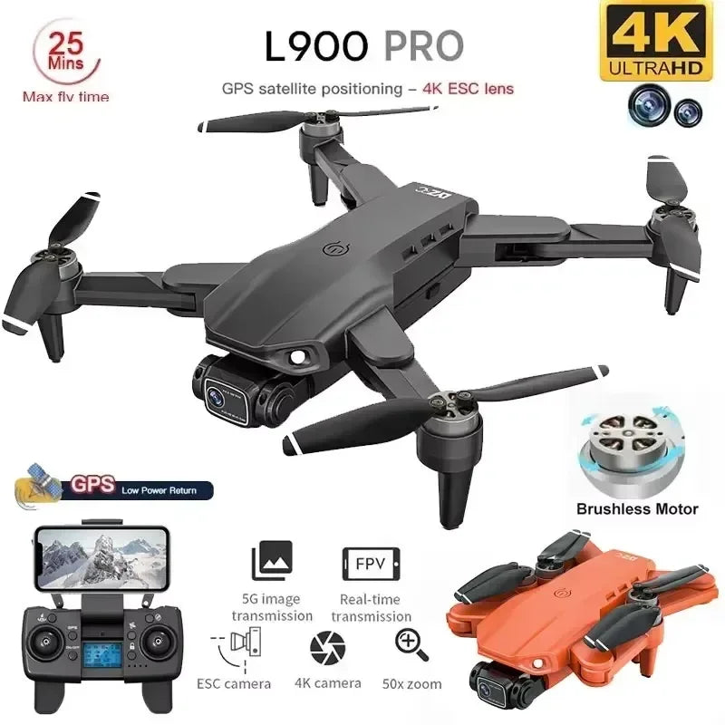 L900 Pro GPS Drone 4K Professional HD Dual Camera 5G Wifi Photography Brushless Foldable Quadcopter RC Distance 1.2KM Drone