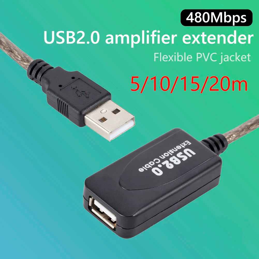 5/10/15/20m USB 2.0 Extension Cable High Speed Male To Female Active Repeater