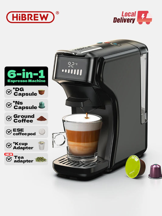 HiBREW 6in1 Capsule Coffee Machine Hot/Cold Multiple Espresso Cafetera Cappuccino Dolce Gusto Nespresso Powder H1B