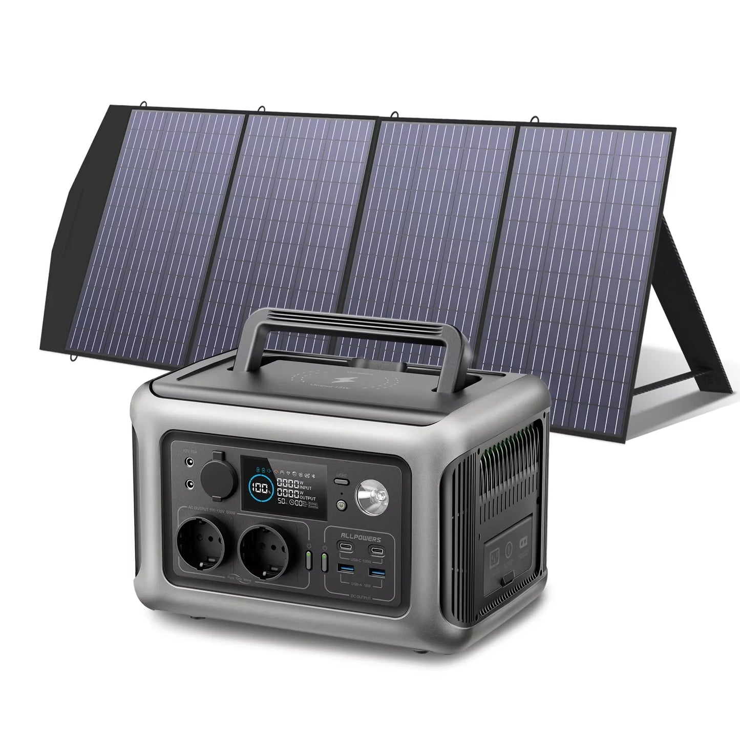 ALLPOWERS R600 299Wh 600W LiFePO4 Portable Power station with 100W / 140W / 200W Solar panel (Optional)  for Home use Camping RV