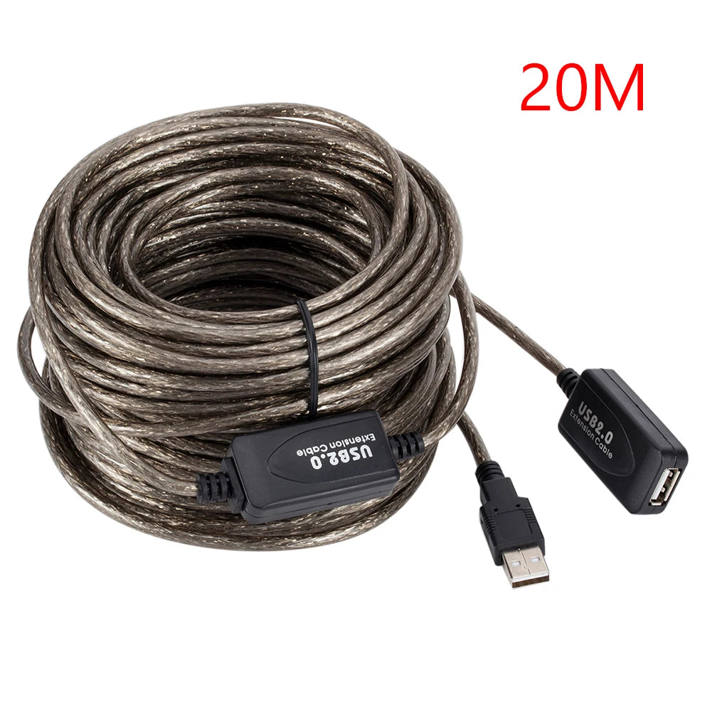 5/10/15/20m USB 2.0 Extension Cable High Speed Male To Female Active Repeater